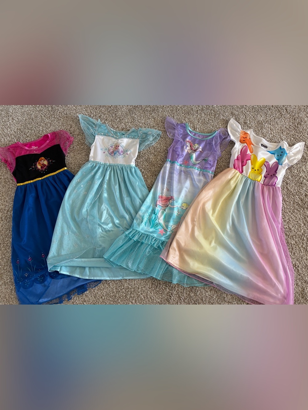 Disney Girls' Elsa, Ana Ariel and Peeps Nightgowns